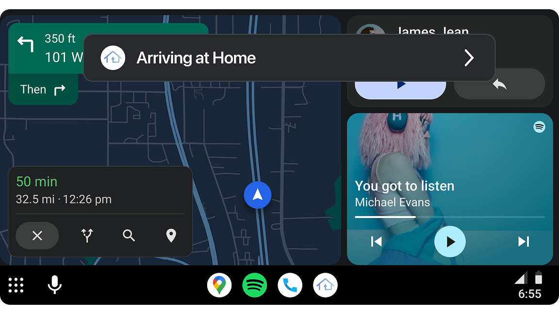 image of screen with map and notification