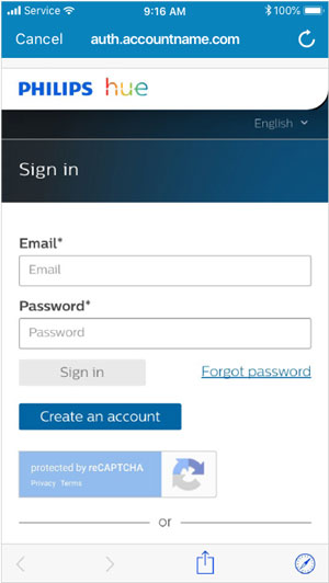 phone screen with login form