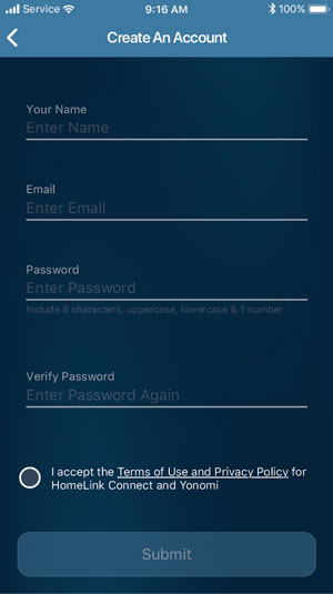 phone screen with signup